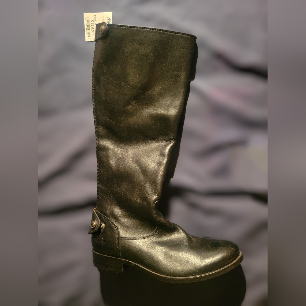 Frye Black Leather Combat Boots